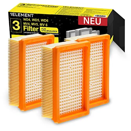 Filter für Kärcher Staubsauger [WD4, WD5, WD6 / MV4, MV5, MV6] – 3 Flachfaltenfilter gegen Feinstaub & Gerüche – ersetzt 2.863-005.0 & KFI 4410 – für Allergiker [WD 4 5 6 MV] 3