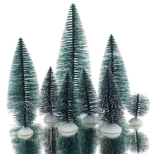 Kaemingk Weihnachtsdeko Kleiner Wald Grün beschneit 9er Set - Kunststoff