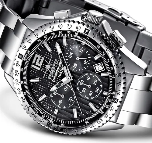 FIREFOX Edelstahl Armband Herrenuhr mit Seiko Chronograph VD53