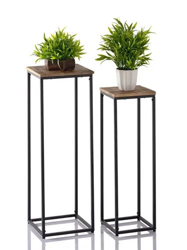 Amagohome Blumensäulen Set B - 2er Set Pflanzenständer aus recyceltem Mango Altholz - Pflanzenkästen & Spaliere - Hochwertiges Blumensäulen Set aus massivem, recyceltem Mangoholz, handgefertigt und einzigartig, ideal für Dekoration und Pflanzen in jedem Raum.