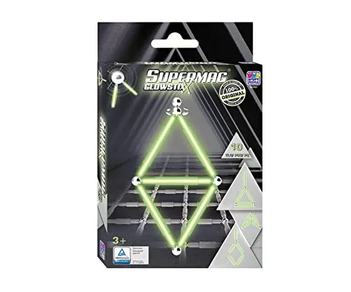 Happy People Supermag GlowStix Magnetisches Konstruktionsspielzeug Magnetische Bausteine Magnetspiel Spielset Bausteine Sticks Lernspiele Ergänzungs-Set (Supermag GlowStix - 10 Teile), 60761