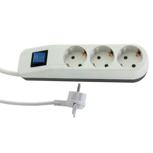 REV Steckdosenleiste  3fach mit Schalter und Herauszieh-Lasche weiß grau