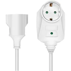 LogiLink Verlängerungskabel LPS275, 3m, Schutzkontakt, Durchgangsstecker, weiß