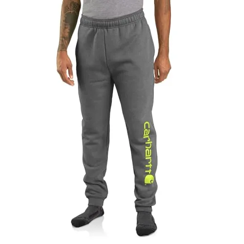 Carhartt Tapered Graphic Jogginghose - Dunkelgrau/Neon-Gelb - XXL - Arbeits- & Schutzkleidung mit lockerer Passform und tailliertem Bein, aus dickem Fleece für optimalen Komfort, inkl. verstellbarem Bund und praktischen Reißverschlusstaschen.