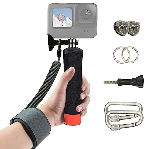FitStill Wasserdichter Einbeinstativ Schwimmender Handgriff + Sicherheits-Handschlaufe, Seil für Go Pro Hero 13/12/11/10/9/8/7/6/5, DJI Osmo Action 5pro/4/3/2/1,Insta 360 X5/X4/X3/ace pro 2/ace pro