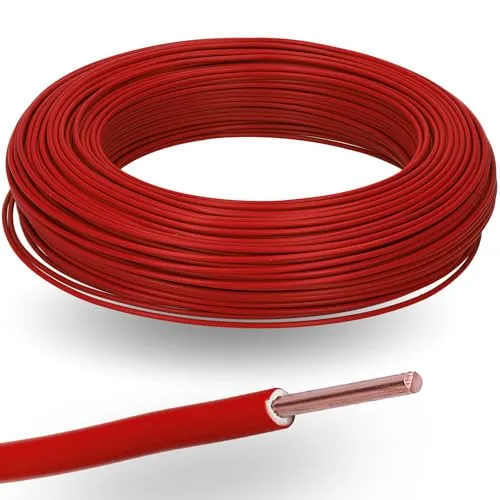 Meter Kalitec H07V-U 1x1,5 mm² rot I flammwidrige PVC Einzelader 1,5mm2 Litze starr aus Kupfer I 450/750 V I Verdrahtungsleitung eindrähtig für interne Verdrahtung von Maschinen und Leuchten 10