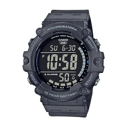 Casio AE-1500WH-8BV Uhr Schwarz - Digitaluhr für Herren mit 100m Wasserdichtigkeit, 10 Jahre Batterielaufzeit und 5 Alarmen - ideal für Sport und Alltag.