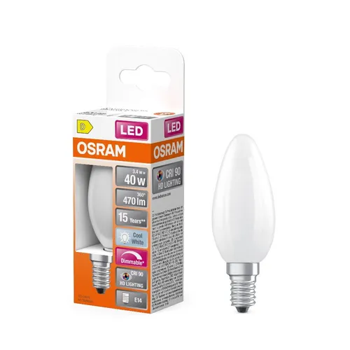 OSRAM E14 LED Kerzenlampe Superstar Plus HD LIGHTING Filament matt 3,4W