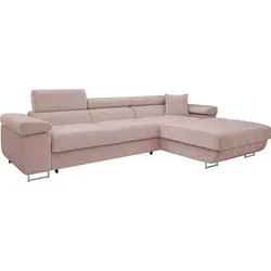 Mirjan24 Ecksofa Torezio Mini Cord mit Schlaffunktion in pink von Mirjan24