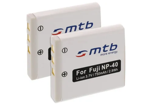 mtb more energy 2x NP-40 kompatibler Akku für Fuji Fujifilm Kamera-Akku kompatibel mit Akku-Typ Fuji NP-40 750 mAh (3,7 V)