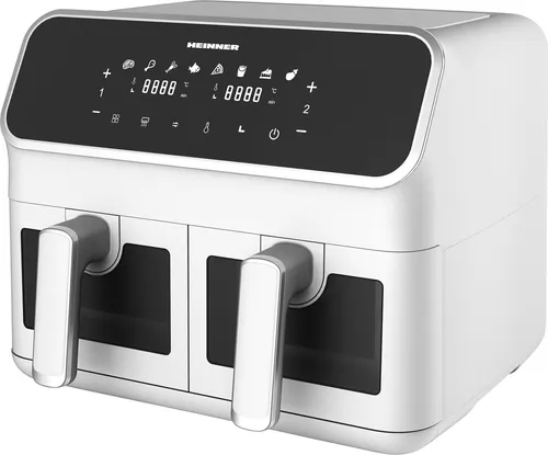 Heinner HAF-H8DB17WH Doppel-Heißluftfritteuse 1700 W, 8 l
