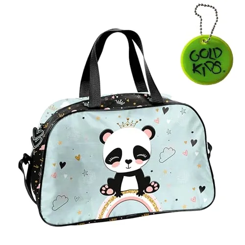 Goldkids Sporttasche für Kinder - Panda Motiv Umhängetasche - Klassische Sporttaschen mit verstärktem Boden für Stabilität und Schutz, ideal für Trainingseinheiten und Wettkämpfe - fördert aktive Bewegung für kleine Sportler.