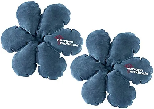 Newgen Medicals Reisepolster-Kissen: 2 aufblasbare Reisekissen in Blumenform mit integriertem Saugnapf (Camping Kopfkissen aufblasbar, Aufblasbare Kopfkissen Strand, Picknickdecke)