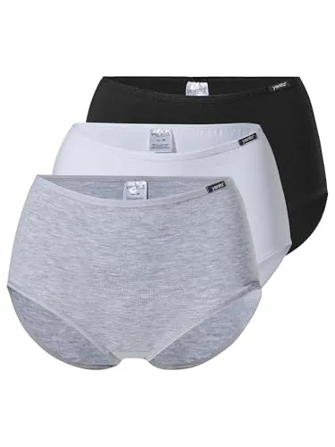 Yenita 3er Set Damen Basic Unterwäsche-Collection, Taillenslip, Gemischt (Schwarz, Weiss, Grau), Gr. L