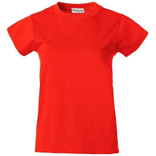 dressforfun 901025 Damen T-Shirt, Basic Shirt Kurzarm, Baumwolle, Diverse Farben und Größen - (Rot | XL | Nr. 304193)