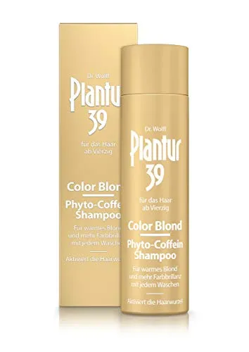 Plantur 39 Color Blond Phyto-Coffein-Shampoo 250 ML - Shampoo für blondes Haar, sorgt für brillantes Blond und kaschiert graue Haare mit jedem Waschen. Enthält Coffein zur Unterstützung der Haarfollikel.