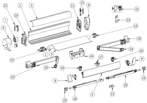 Thule Gelenkarmbefestigung vorne, Satz - Ersatzteil Nr. 1500601601 - Für Thule Markisen, sorgt für stabile und sichere Befestigung, ideal für Reparaturen und Ersatzteile.