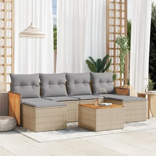 Maison Exclusive 7-tlg. Garten-Sofagarnitur Beige mit Kissen