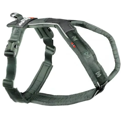 Non-stop dogwear Line Harness 5.0 |217| Führ- und Alltagsgeschirr in Grün, Größe G 7 - Ergonomisches Kurzgeschirr für Wandern und Alltagsaktivitäten mit mehreren Leinenbefestigungspunkten, inklusive Anti-Zug-Kontrolle und reflektierenden Details für Sicherheit.