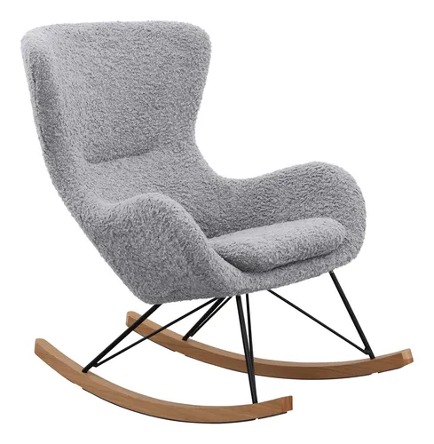 SalesFever Schaukelstuhl | Teddyfell Bezug & stilvolles Design - Sessel mit kuscheligem Teddyfellbezug, stabilen Esche-Kufen und modernem Metallgestell. Ideal zum Entspannen und Wohlfühlen.