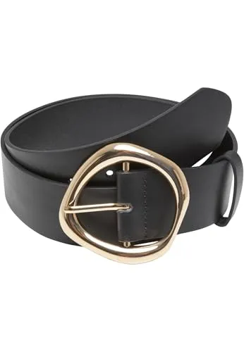 Urban Classics Organic Buckle Shaped Synthetic Leather Belt black/gold, L/XL