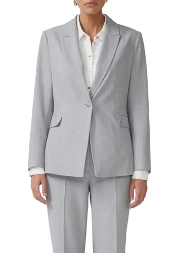 s.Oliver BLACK LABEL Jackenblazer mit Logo Detail grau 44 EU - Funktionsjacke mit atmungsaktivem und elastischem Material, taillierter Schnitt und stilvolles Logo Detail für einen eleganten Look.