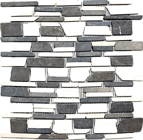Mosaik Brickmosaik mix BianconeJava Marmor Naturstein Küche, Mosaikstein Format: 25-105x15x8 mm, Mattengröße: 305x305 mm, 10 Matten