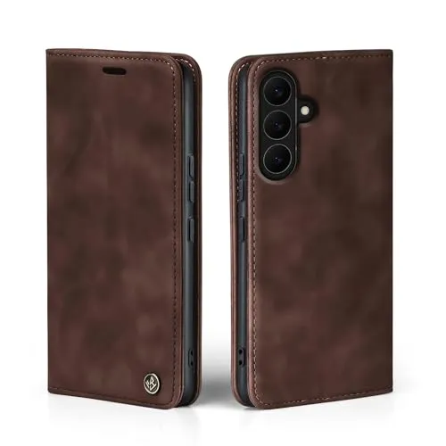 LBH Handyhülle für Samsung Galaxy S26 in Dunkelbraun mit Karten- und Geldfach Smartphone Hülle mit Standfunktion Flip Case Schutzhülle Magnetverschluss Vintage