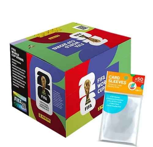 Panini Sammelkarte World Cup 2026 Sticker - 1 Display (100 Tüten) + Hüllen - Entdecken Sie die offizielle Panini FIFA World Cup 2026 Stickerkollektion mit 100 Tüten. Jede Tüte enthält 7 Sticker und 40 exklusive Sleeves zur sicheren Aufbewahrung. Erleben Sie die Faszination des Fußballs hautnah!