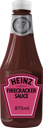 Heinz Firecracker Sauce 875 ml - Würzsaucen, feurig und würzig – die Heinz Firecracker Sauce bringt ordentlich Bums in deine Küche! Ideal für Burger und Grillfleisch, sorgt sie für ein feuriges Geschmackserlebnis.