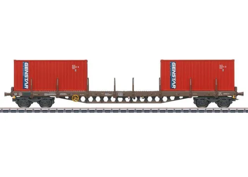 Containerwagen Rs von Märklin - Reisewaggons für Modelleisenbahnen mit beweglichen Rungen und verschiedenen Betriebsnummern, ideal für detailgetreue Modelllandschaften.