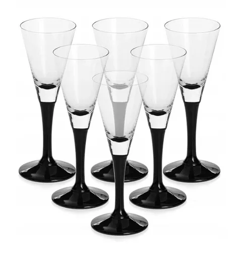 Kieliszki do likieru wódki z czarną nóżką Onyx 50 ml komplet 6 Szt.