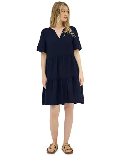 CECIL Minikleid mit Volants - Urban Navy Blue XL (44) - Kleid für Damen, atmungsaktiv und pflegeleicht, ideal für den Sommer. Mit modischen Volants und rundem Ausschnitt für einen lässigen Look.
