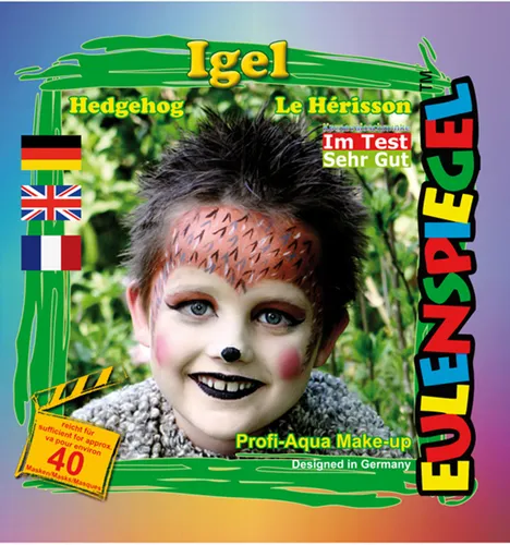 Eulenspiegel Motiv-Set Igel, Schmink-Set Igel mit Schmink-Anleitung und 1 Pinsel
