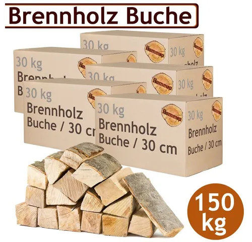 Flameup Kaminholz Brennholz Kaminholz Holz 5-500 kg Ofen Kamin Kaminofen Buche 30 cm, 150 kg