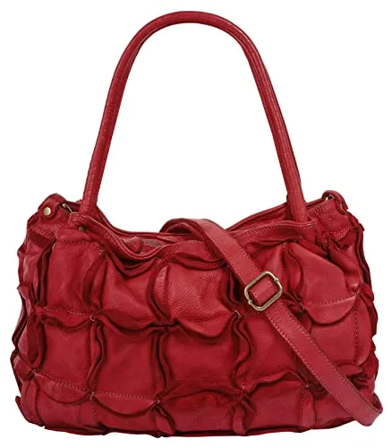Shopper SAMANTHA LOOK, Damen, rot, echt Leder, Made in Italy - Handtaschen: Vintage Shopper aus 100% Rindleder mit geräumigem Hauptfach und praktischem abnehmbaren Schultergurt – ideal für den nächsten Shoppingtrip!