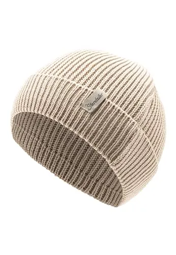 Sterntaler Strickmütze mit Umschlag - Unisex Beanie im coolen Fisherman Style - Weiche Kinder Wintermütze - Sand, 53