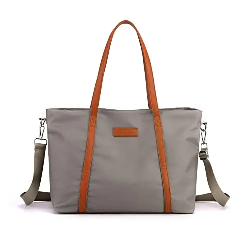 PORRASSO Laptop Tote Bag Damen 15.6 Zoll Umhängetasche Grau