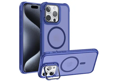 CoolGadget Handyhülle Hybrid CAM Handy Hülle für Apple iPhone 15 Pro Max 6,7 Zoll, Kameraschutzglas klappbar Schutzhülle Metallring für Magsafe Zubehör