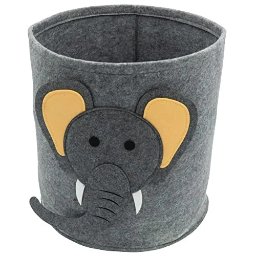 HRB Aufbewahrungsbox Kinder, Korb versehen mit niedlichen Elefant, Aufbewahrungskorb passend für Regal, faltbarer Organizer als Spielzeugkiste
