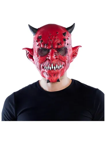 Metamorph Verkleidungsmaske Creepy Devil Latexmaske, Furchteinflößende Teufelsmaske aus Latex für echte Schreckmomente