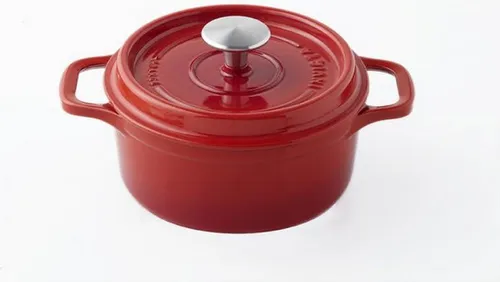 Runde emaillierte Gusseisenpfanne 22cm Rubinrot