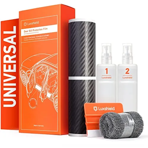 Luxshield Einstiegsleisten Schutz für Auto - Universal Größe M im 4er Set - Schutzfolie Autotür Zubehör Zierleisten Lackschutzfolie Carbon Schwarz