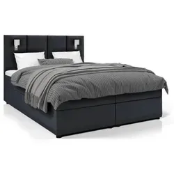 Best For Home Boxbett 90x200 cm, Schwarz - Schlafzimmer Boxspringbett mit 7-Zonen-Bonell-Federkernmatratze für optimalen Schlafkomfort und integrierten Stauraum für ein aufgeräumtes Zuhause.