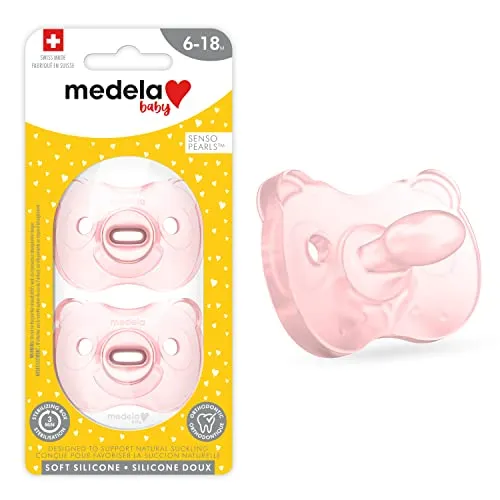 Medela Baby-Schnuller 6-18 Monate mit Sterilisationsbox 2er-Pack Pink