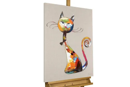 KUNSTLOFT Gemälde Aristocat 60x80 cm – Handgemaltes Leinwandbild für Ihr Wohnzimmer - Das handgemalte Acrylgemälde 'Aristocat' verleiht Ihrem Raum mit lebendigen Farben und einzigartiger Struktur einen besonderen Charme. Ideal für eine stilvolle Wandgestaltung!