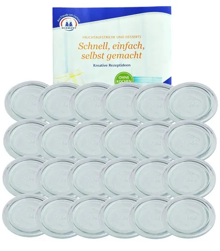 MamboCat Einmachglas 24er Set Weck Glasdeckel 100mm incl. Gelierzauber Rezeptheft, Glas