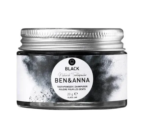 Ben & Anna Zahnpasta Zahnpuder im Glas - Black 15g - Veganes Zahnpuder mit Aktivkohle für sanfte Aufhellung und frischen Atem. Ideal für umweltbewusste Zahnpflege ohne Chemie.