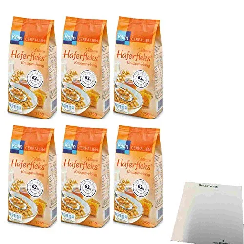Kölln Vollkorn Haferfleks Knusper-Honig 6er Pack (6x375g Beutel) + usy Block