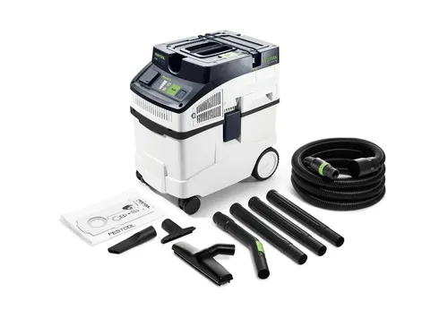 Festool Staubsauger CT 25 E-Set CLEANTEC - Nass- & Trockensauger mit 25 L Kapazität, ideal für vielseitige Anwendungen, regulierbare Leistung und abnehmbare Bürste für optimale Reinigungsergebnisse.